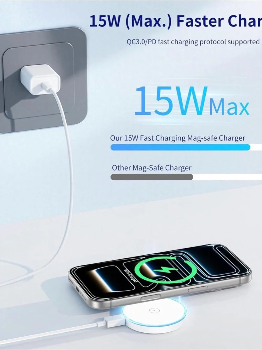 Wireless Magnetic Charging Pad with Phone Stand - Blue